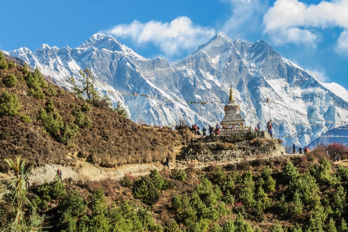 Himalayan landscape and helicopter journey